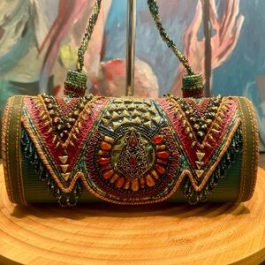 VTG Mary Frances Designer Women’s Lether Purse Beaded Shoulder Evening Bag
